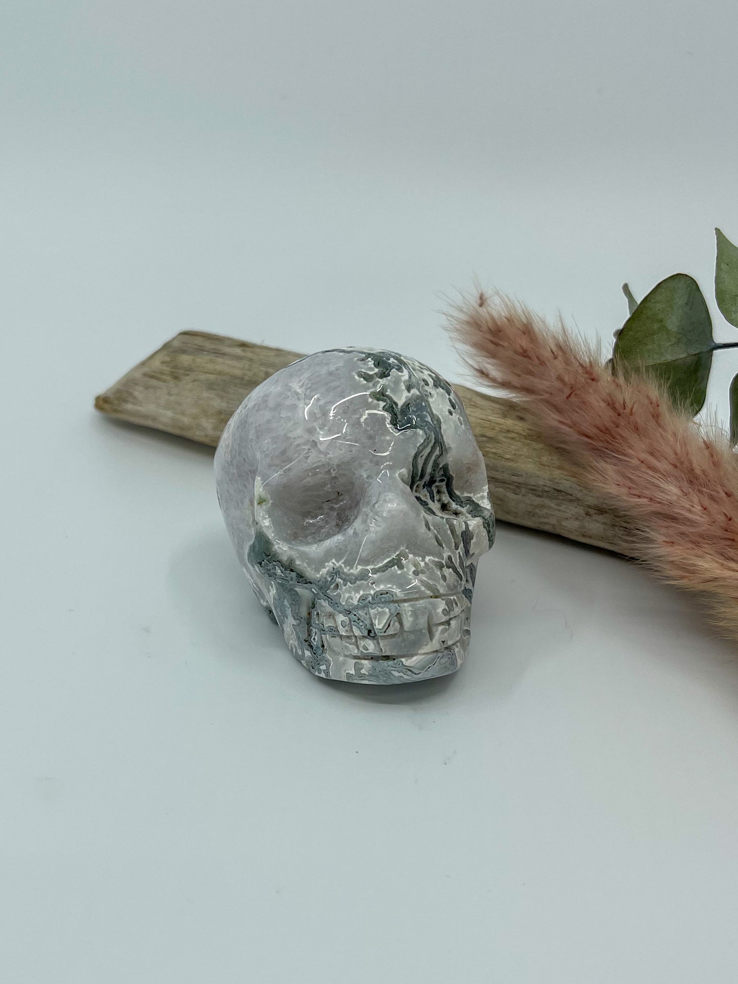 Moss Agate Skull