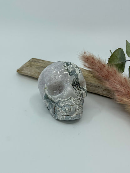 Moss Agate Skull
