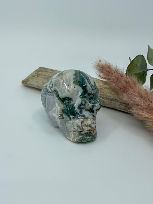 Moss Agate Skull
