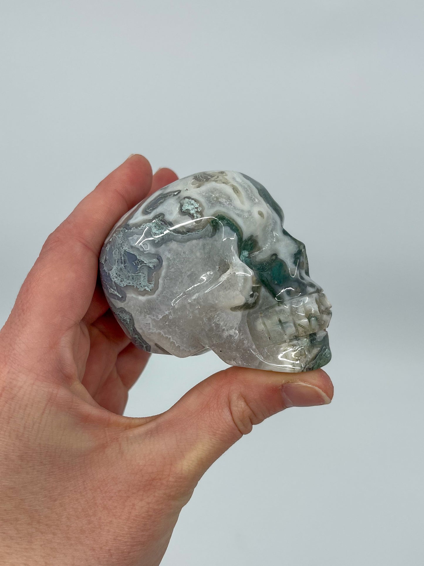 Moss Agate Skull