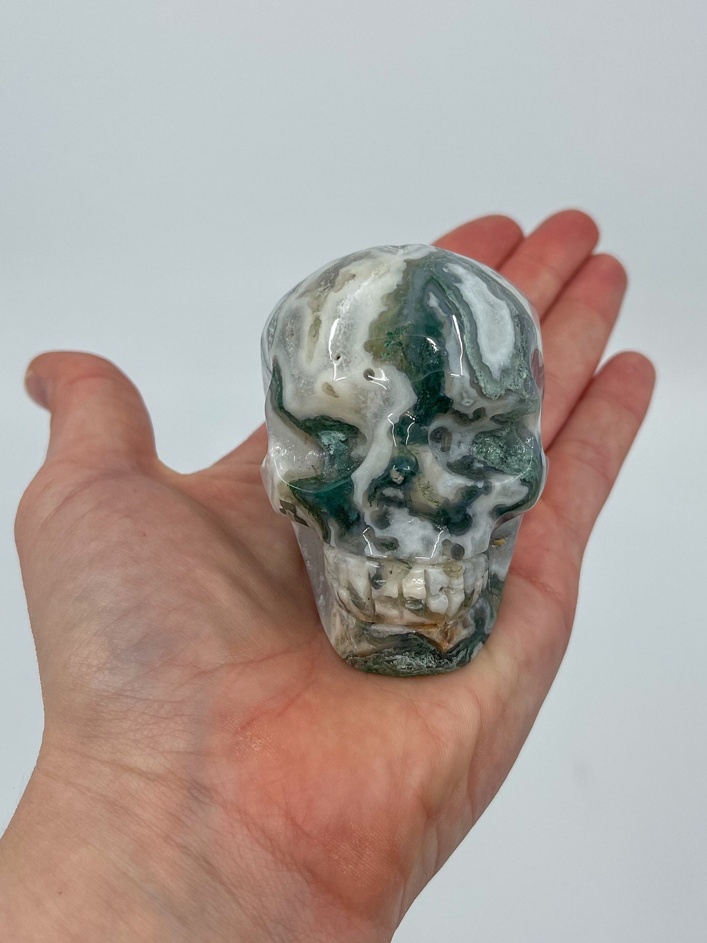 Moss Agate Skull