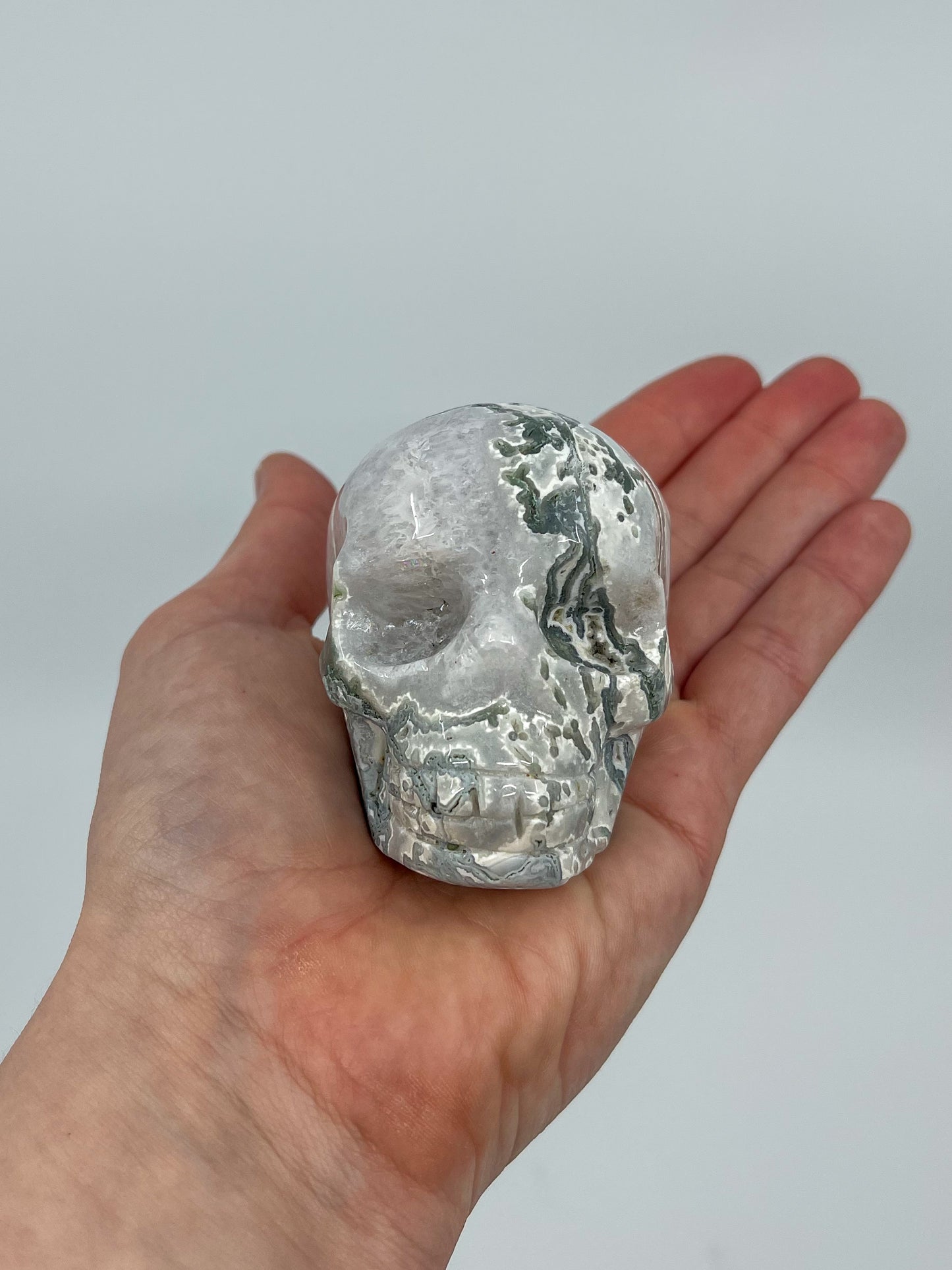 Moss Agate Skull