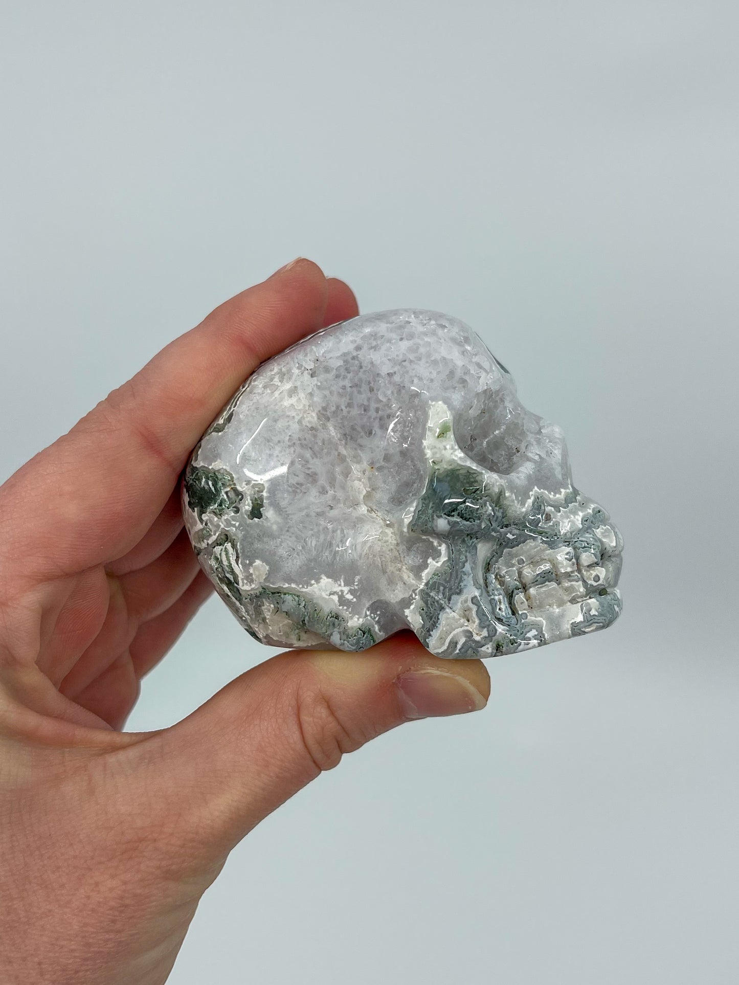 Moss Agate Skull