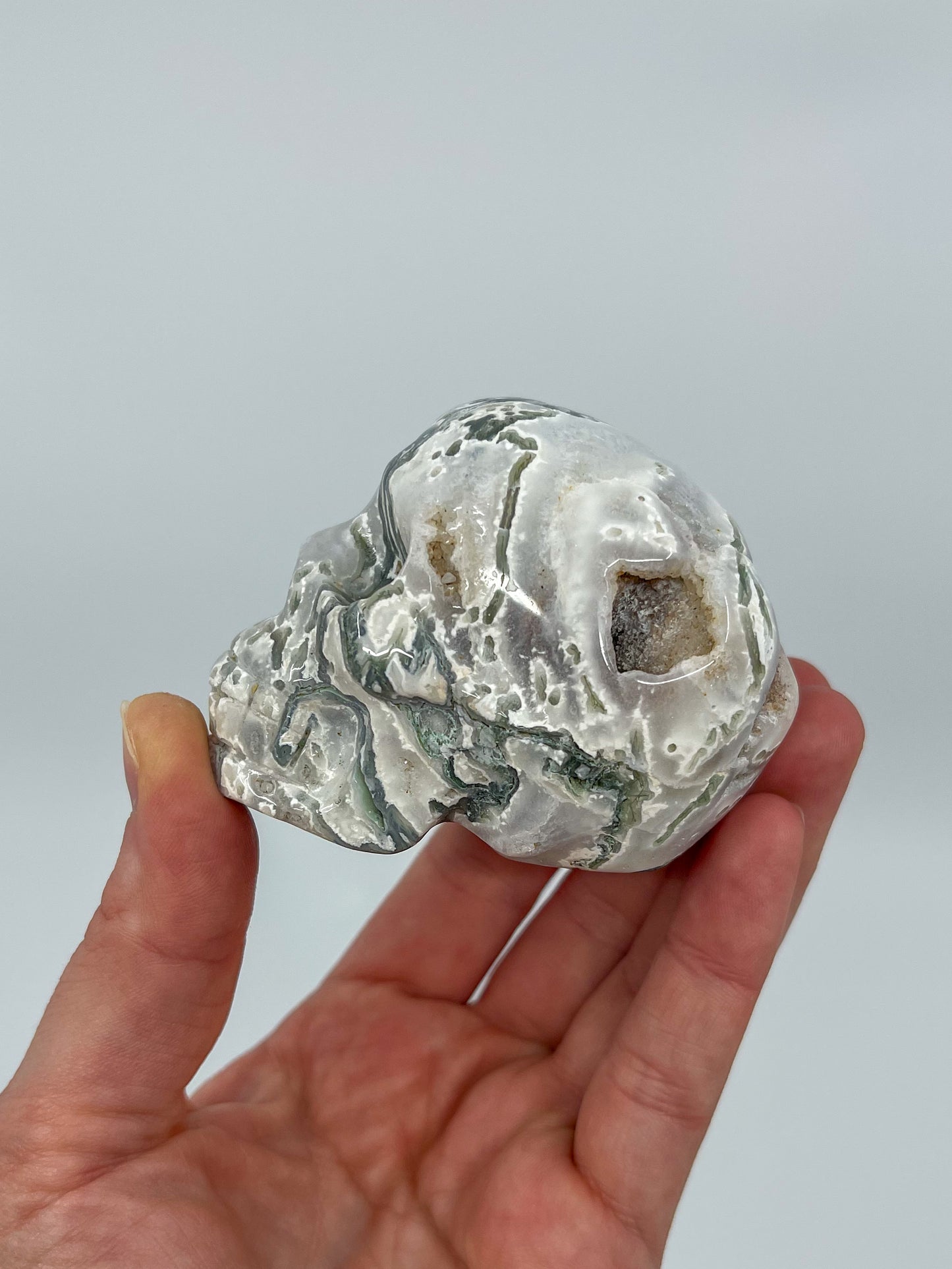 Moss Agate Skull