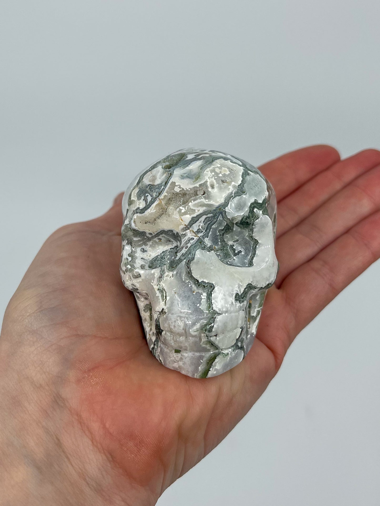 Moss Agate Skull
