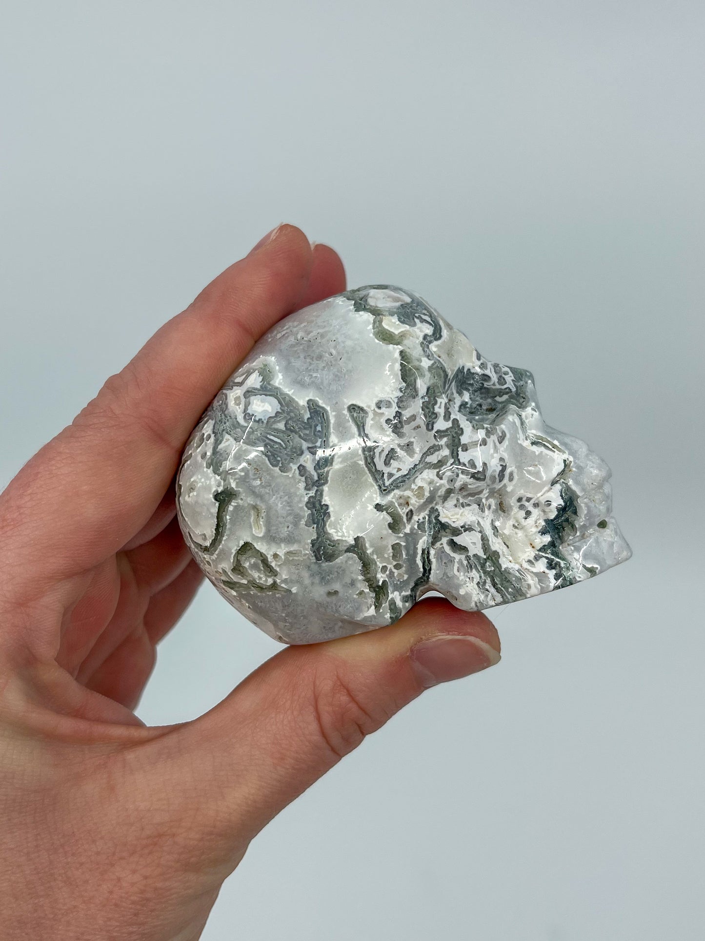 Moss Agate Skull