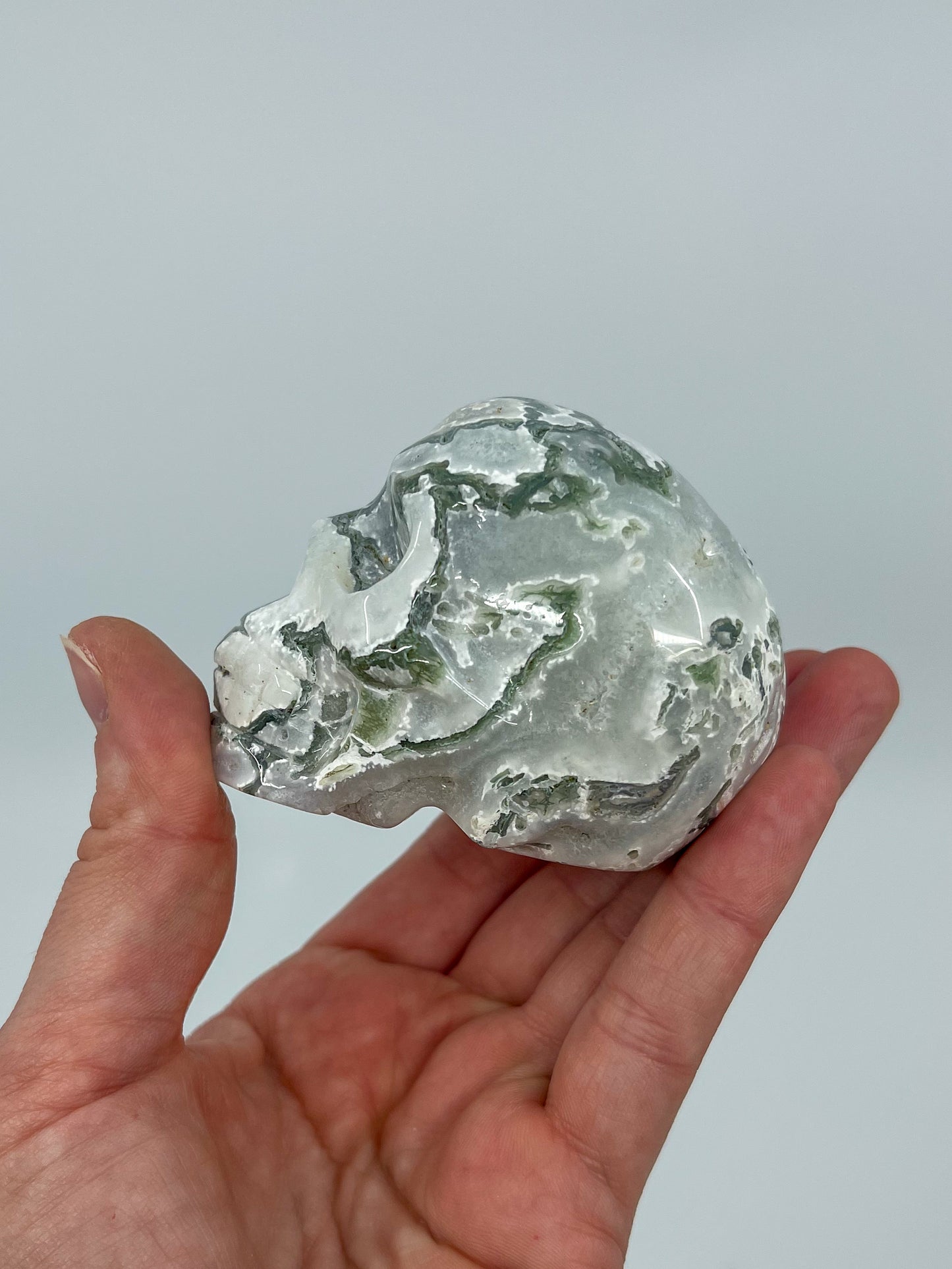 Moss Agate Skull