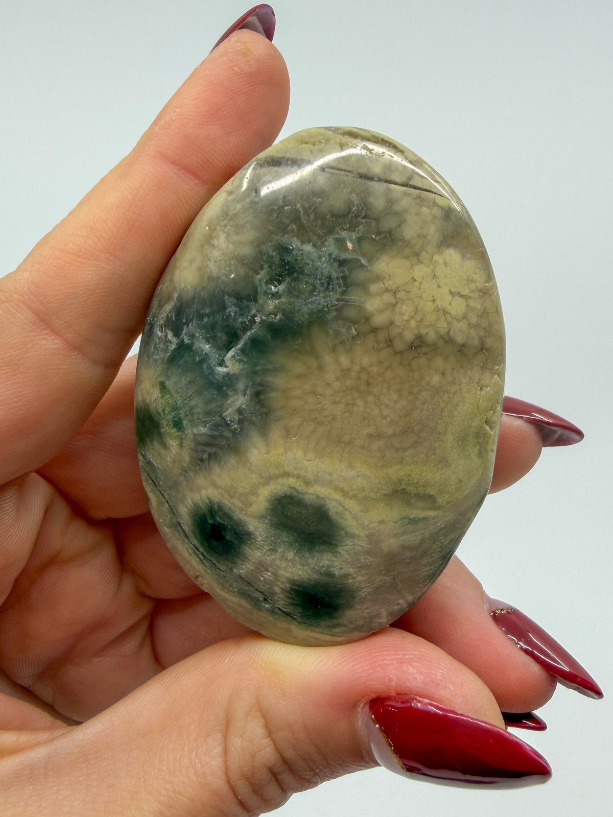 Orbicular Ocean Jasper Palm -EXACT PIECE-