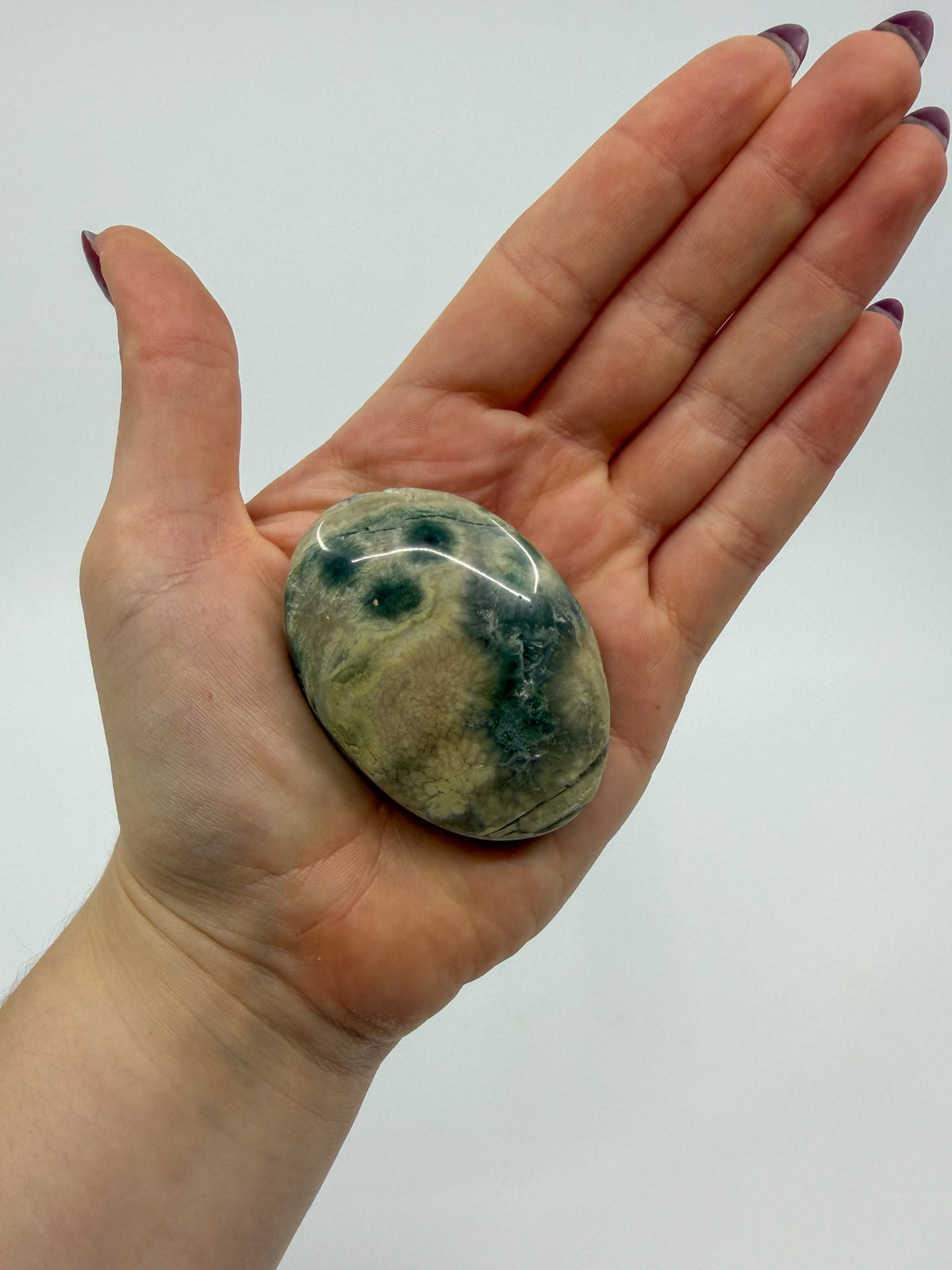 Orbicular Ocean Jasper Palm -EXACT PIECE-