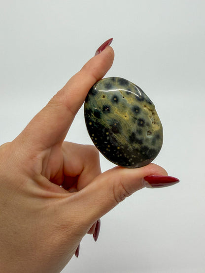 Orbicular Ocean Jasper Palm -EXACT PIECE-