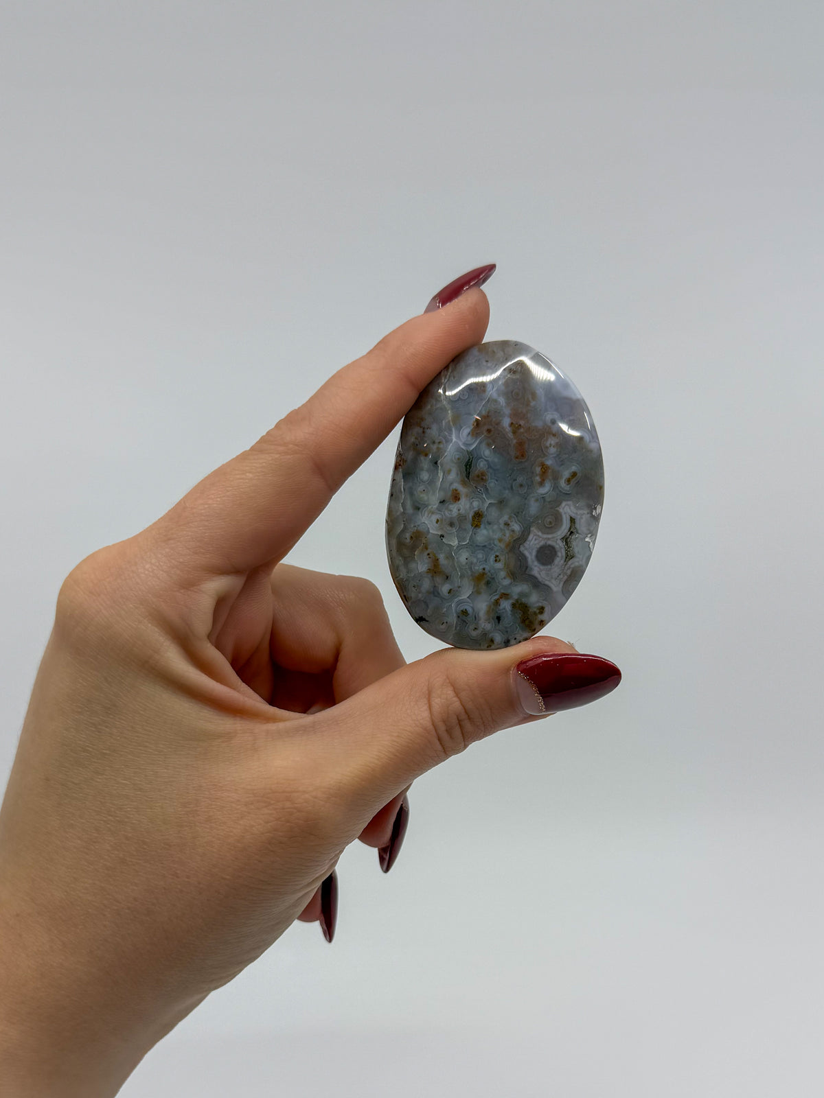 Orbicular Ocean Jasper Palm -EXACT PIECE-