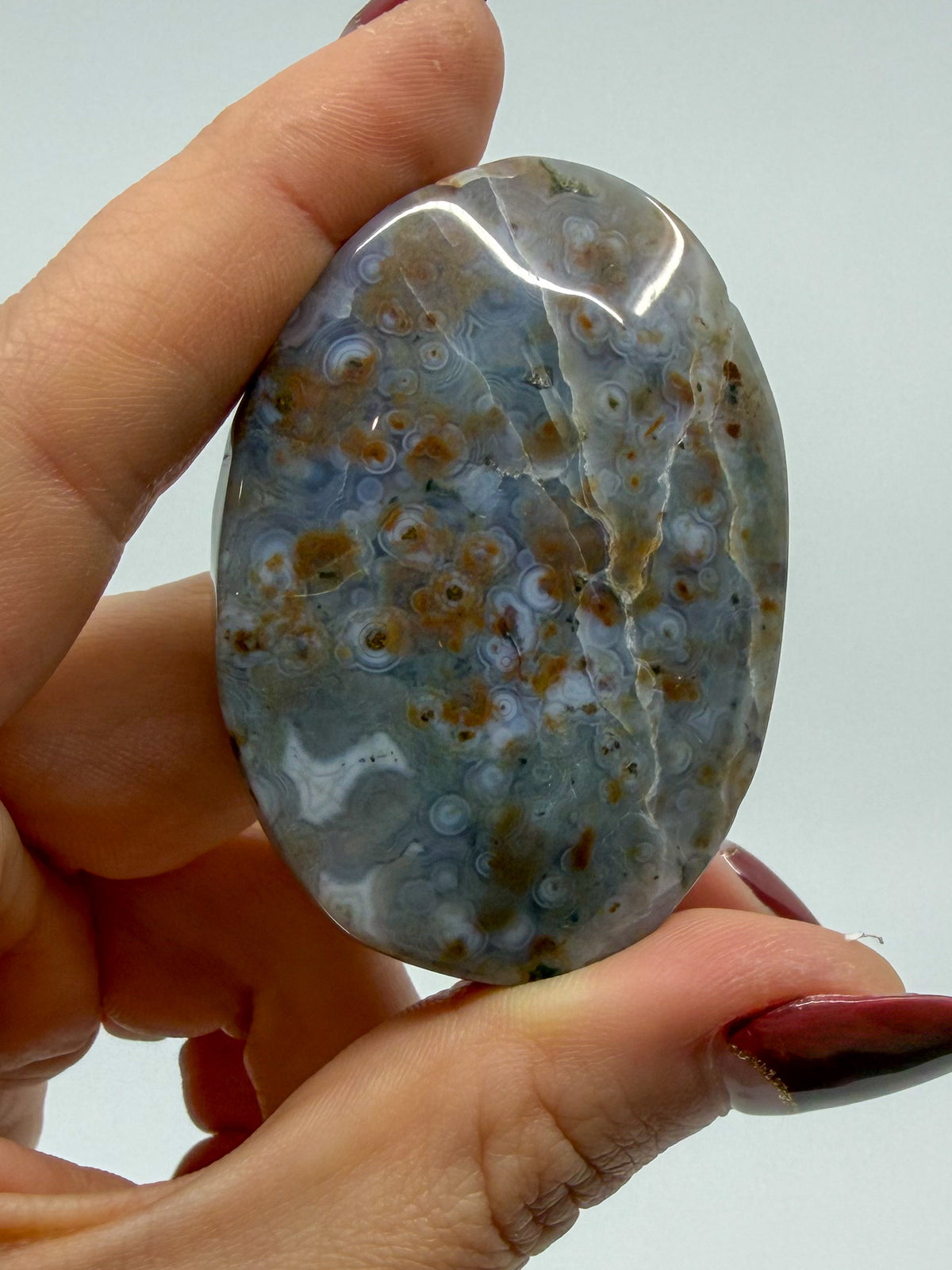 Orbicular Ocean Jasper Palm -EXACT PIECE-
