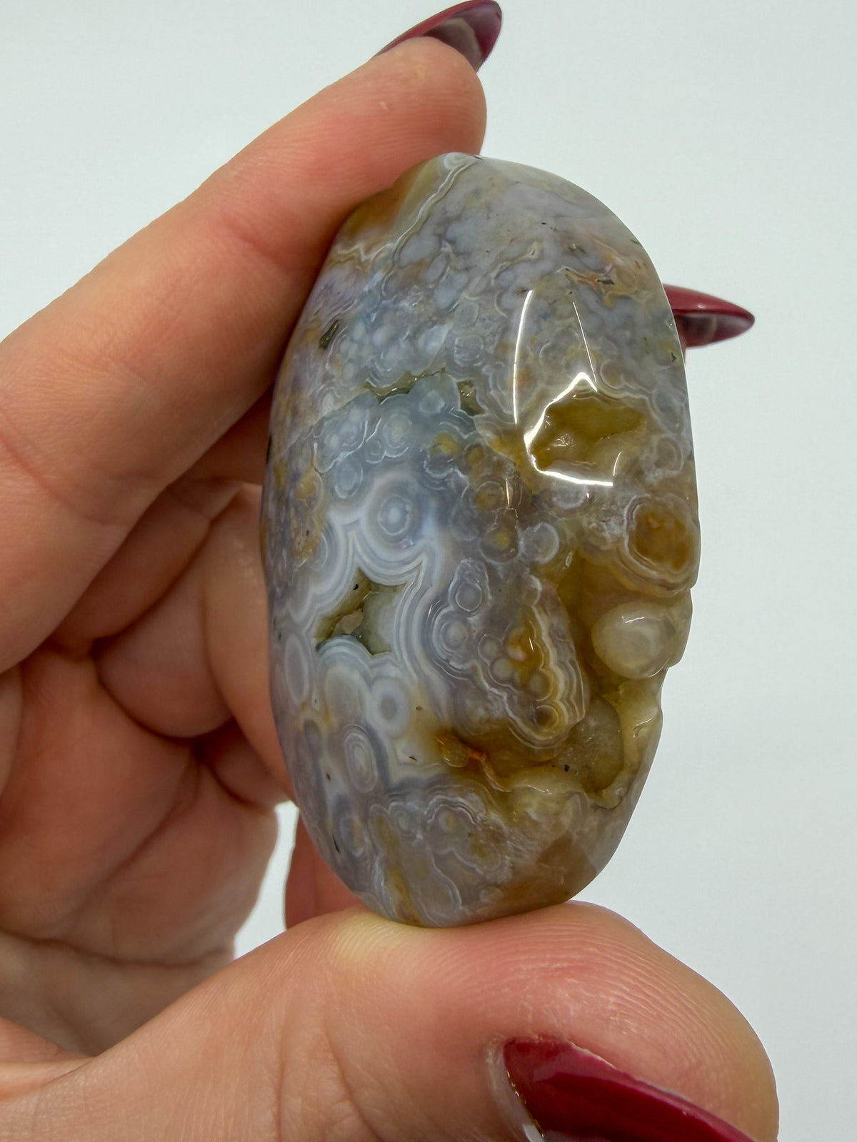 Orbicular Ocean Jasper Palm -EXACT PIECE-