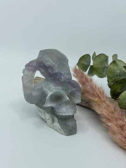 Lavender Fluorite Skull & Ram’s Head Carving