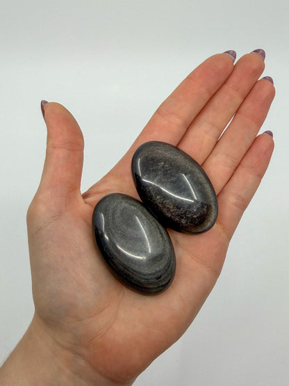 Small Silver Sheen Obsidian Palm