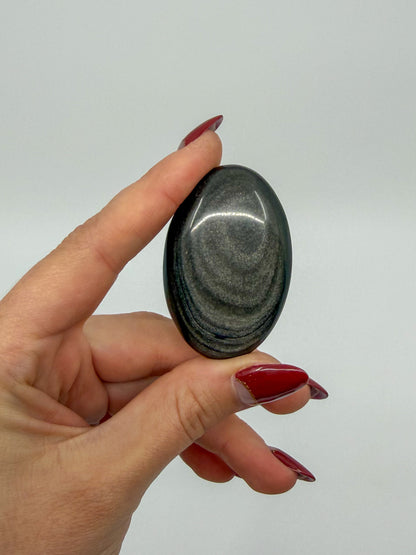 Small Silver Sheen Obsidian Palm