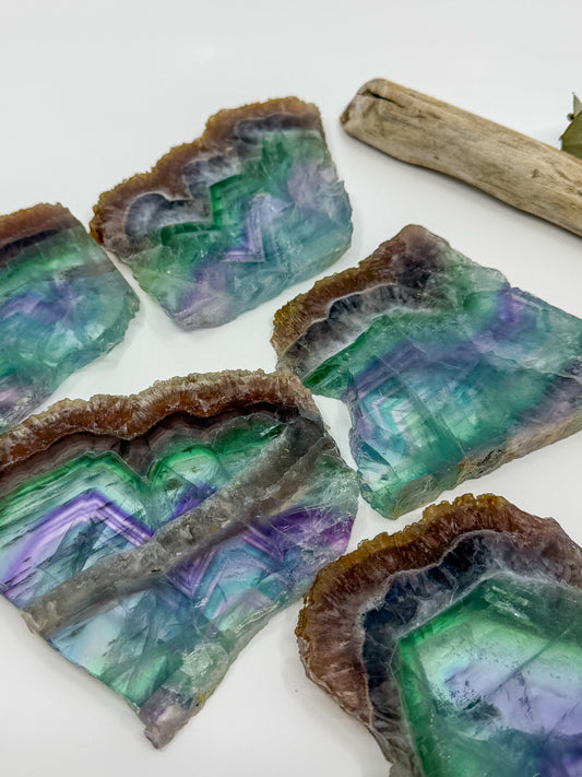 HQ Rainbow Fluorite Slab with Raw Edge -CHOOSE YOUR OWN-
