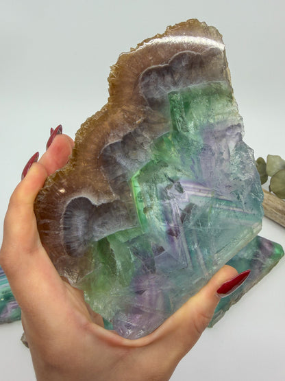 HQ Rainbow Fluorite Slab with Raw Edge -CHOOSE YOUR OWN-