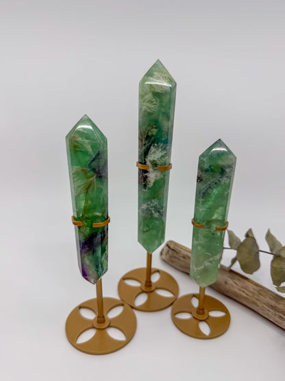 Feathered Rainbow Fluorite Double Terminated with Custom Stand -CHOOSE YOUR OWN-