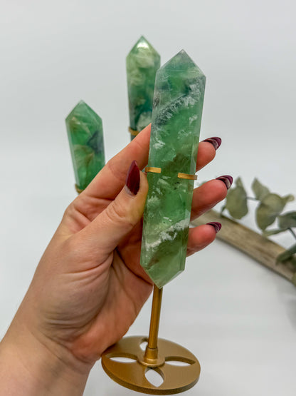 Feathered Rainbow Fluorite Double Terminated with Custom Stand -CHOOSE YOUR OWN-