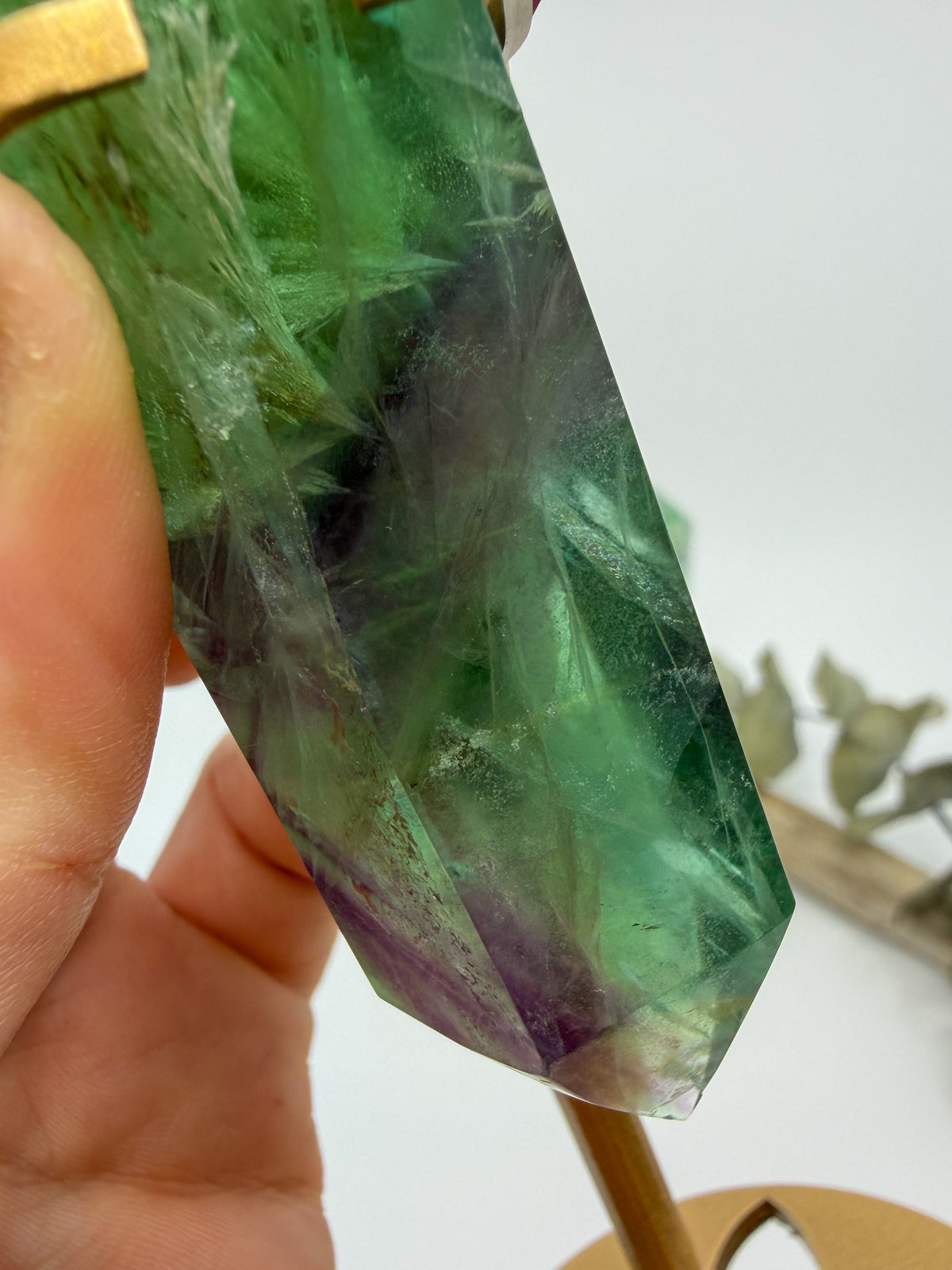 Feathered Rainbow Fluorite Double Terminated with Custom Stand -CHOOSE YOUR OWN-