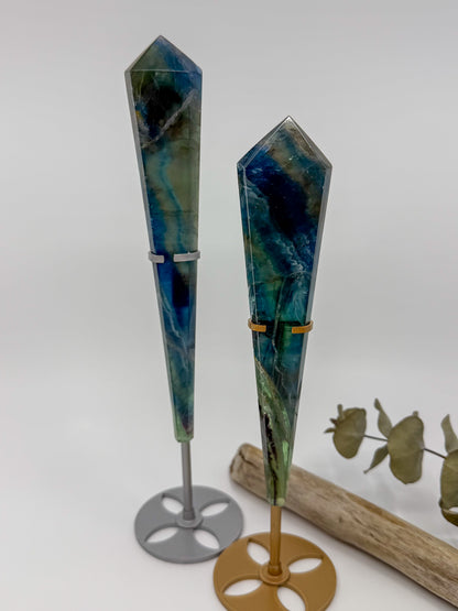 Large Blue Fluorite Wand with Custom Stand -CHOOSE YOUR OWN-