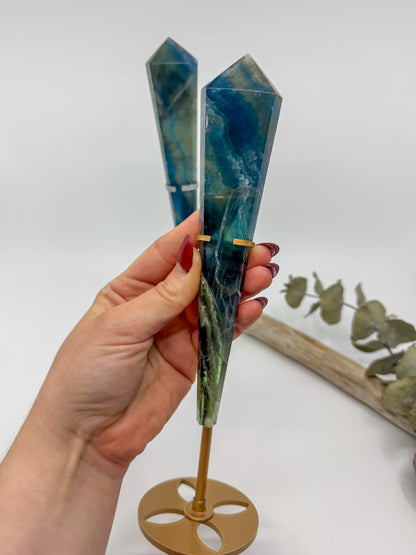 Large Blue Fluorite Wand with Custom Stand -CHOOSE YOUR OWN-