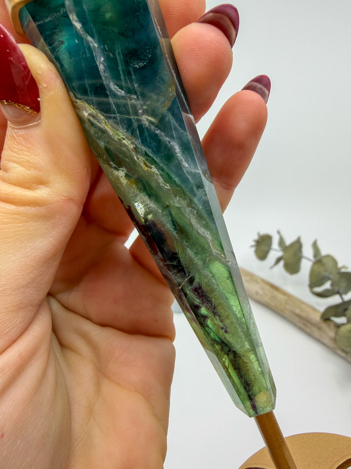 Large Blue Fluorite Wand with Custom Stand -CHOOSE YOUR OWN-