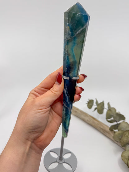 Large Blue Fluorite Wand with Custom Stand -CHOOSE YOUR OWN-