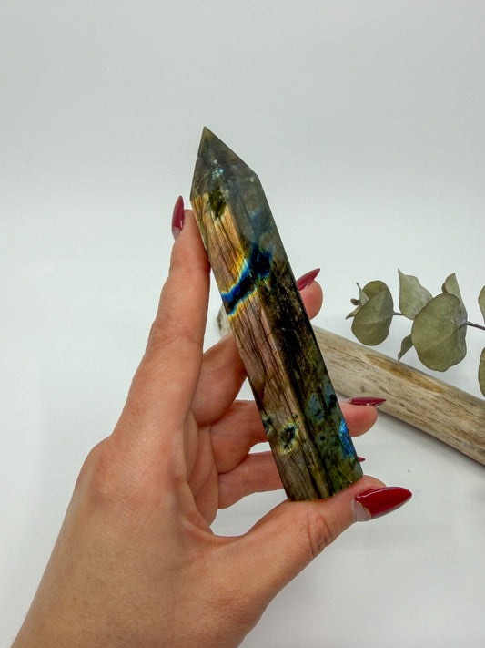 Labradorite Tower with Rose Flash -EXACT PIECE-