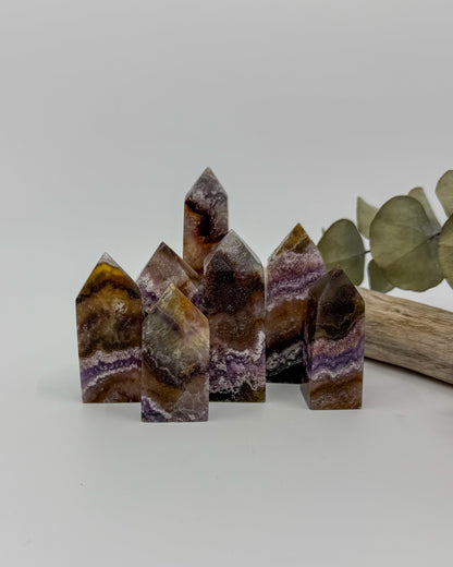 UV Reactive 'Garden' Fluorite with Pyrite Tower