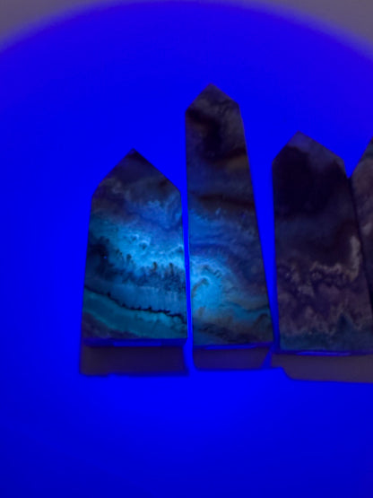 UV Reactive 'Garden' Fluorite with Pyrite Tower