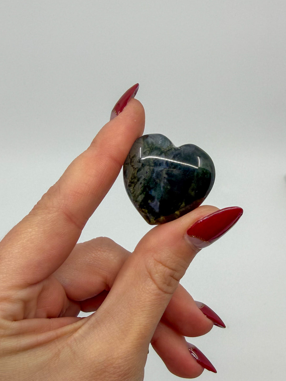 Moss Agate Mini Heart