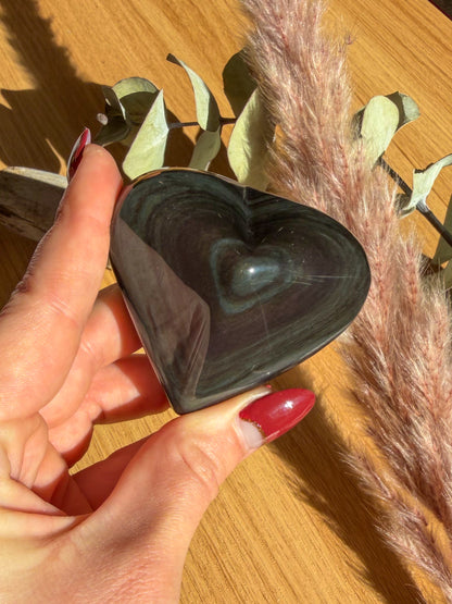 Rainbow Sheen Obsidian 3D Heart