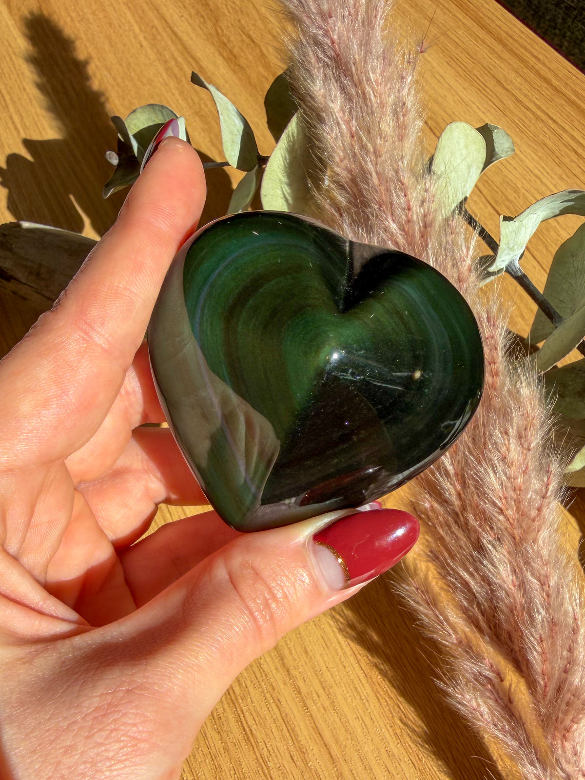 Rainbow Sheen Obsidian 3D Heart
