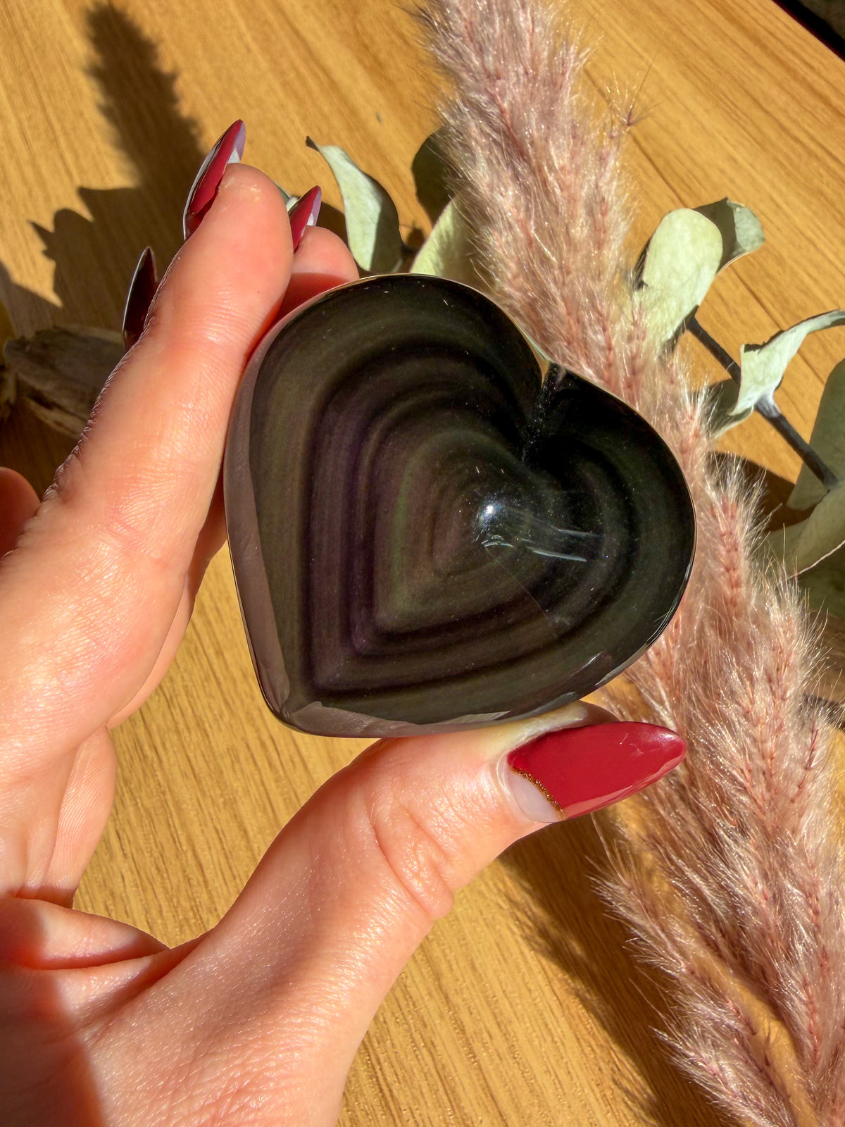 Rainbow Sheen Obsidian 3D Heart