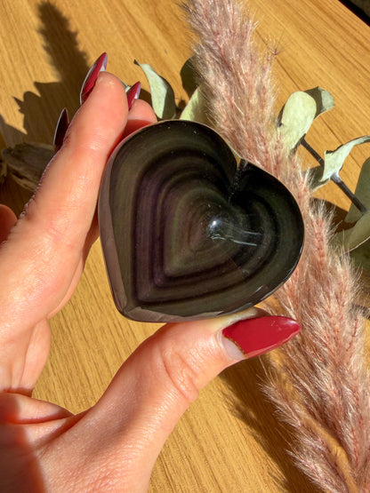 Rainbow Sheen Obsidian 3D Heart