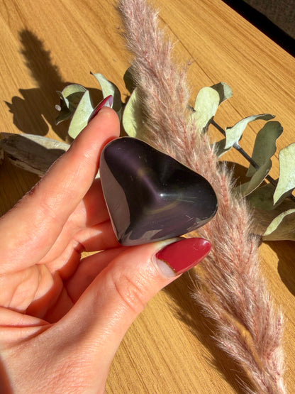 Rainbow Sheen Obsidian 3D Heart