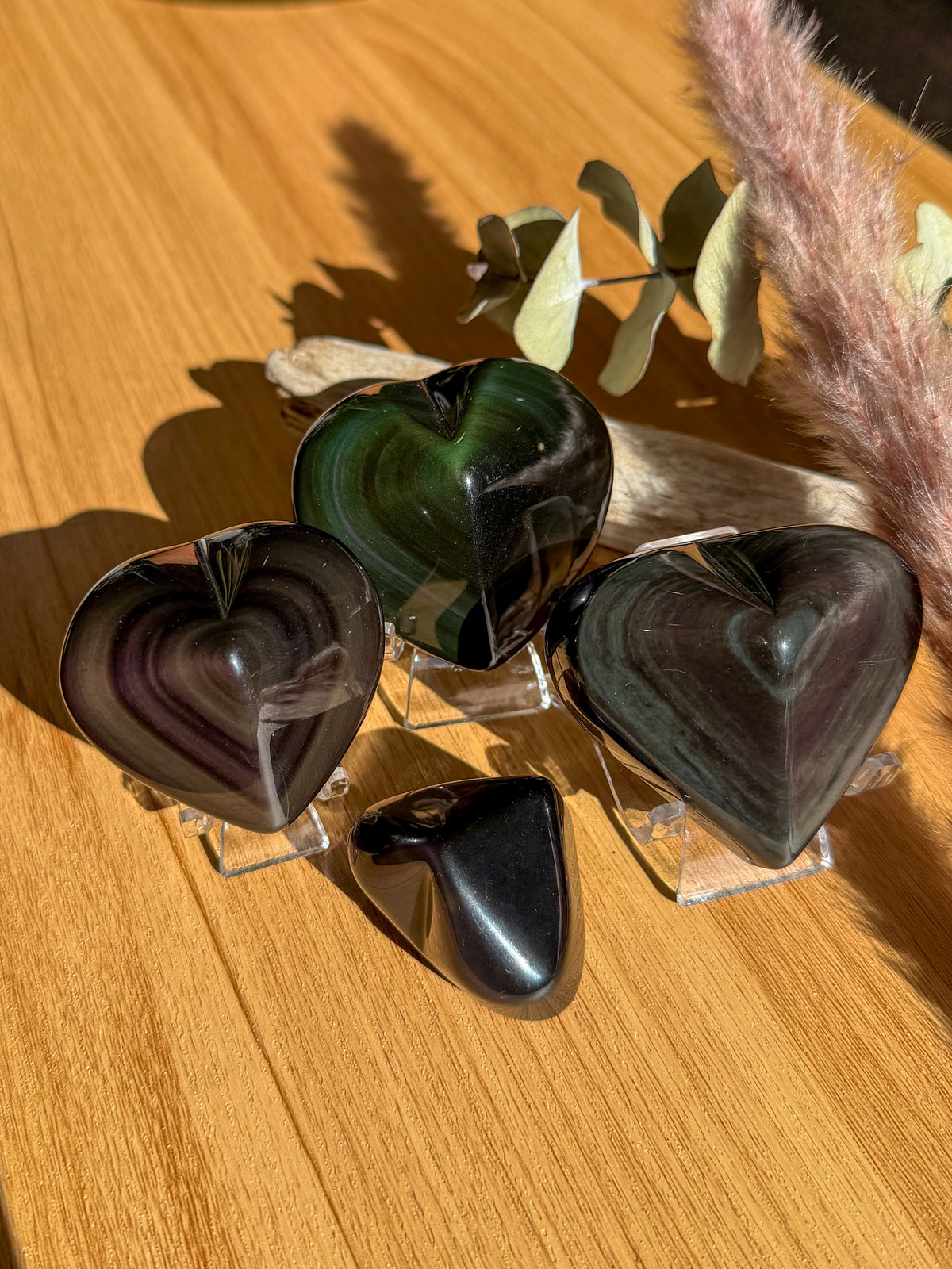 Rainbow Sheen Obsidian 3D Heart