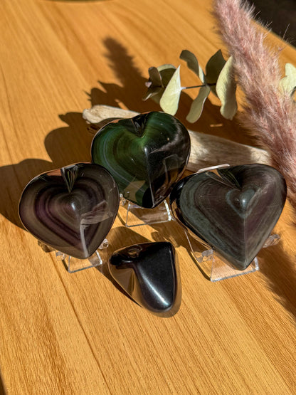 Rainbow Sheen Obsidian 3D Heart