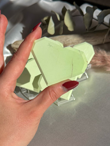 Lemon Chrysoprase (Magnesite) Heart