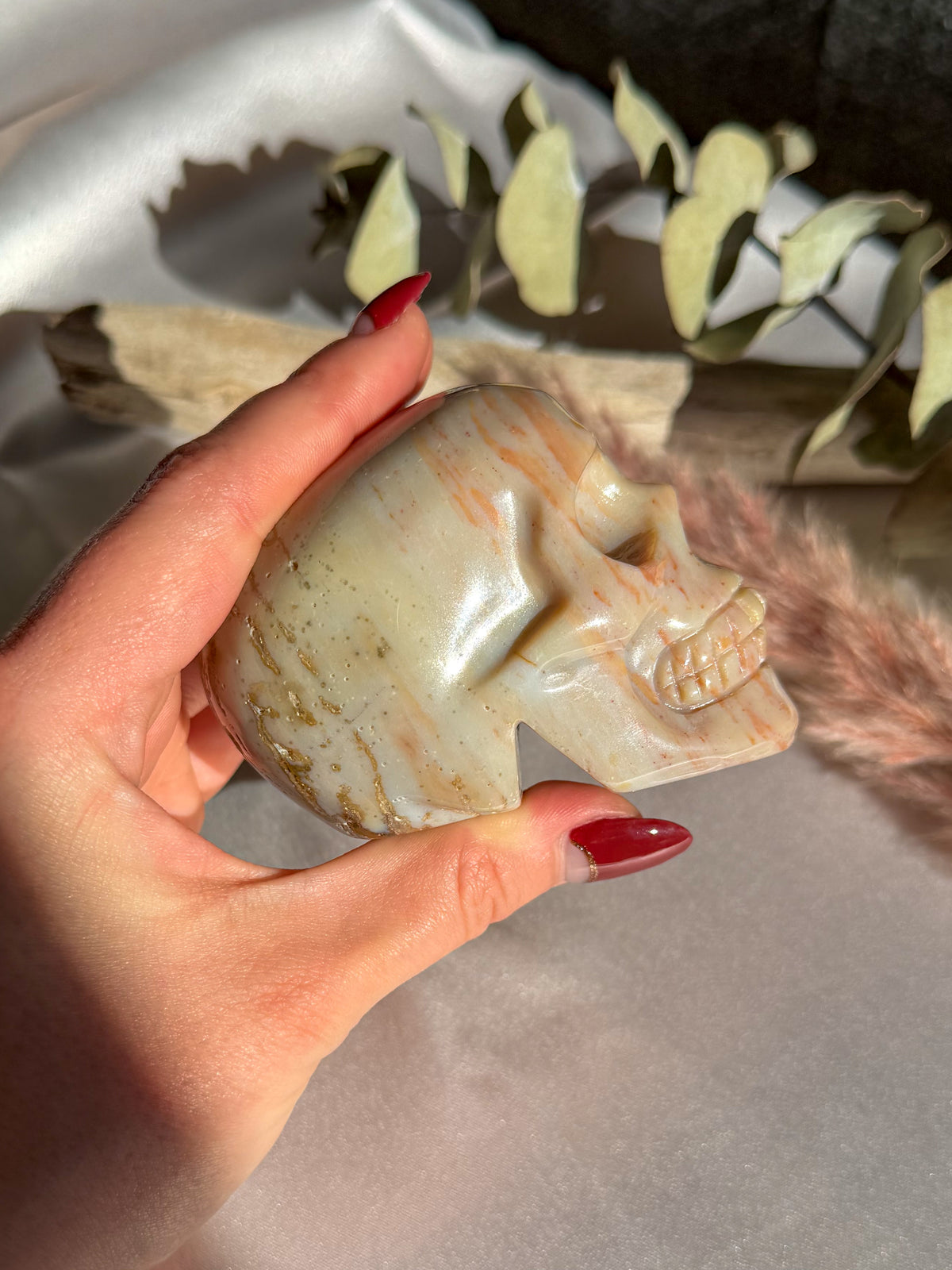 Pastel Ocean Jasper Medium Skull
