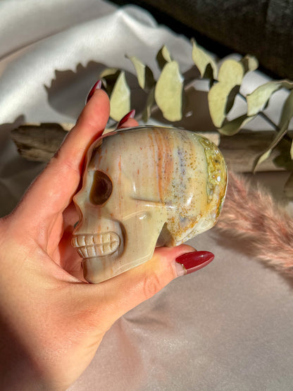 Pastel Ocean Jasper Medium Skull