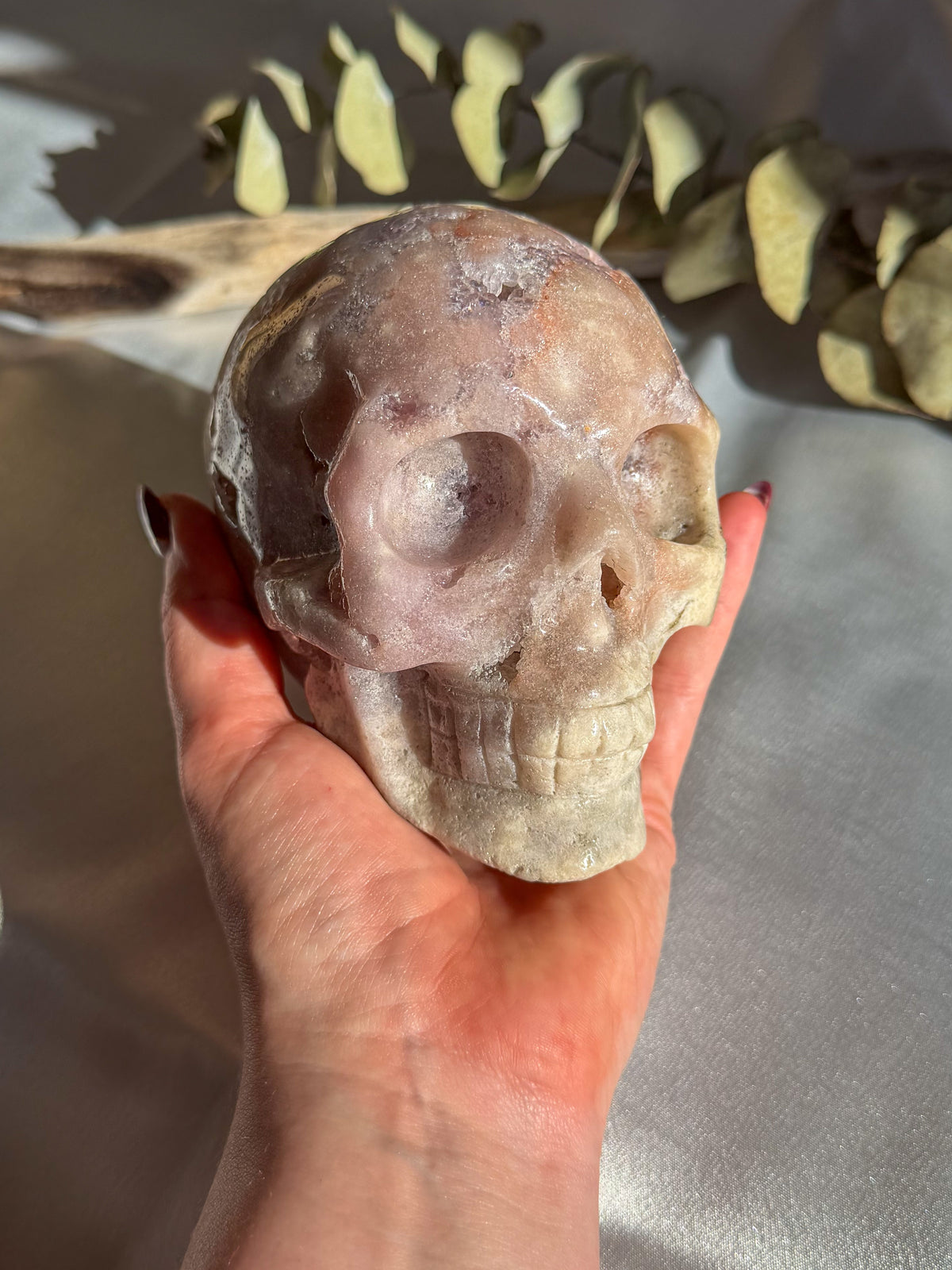 Massive Amethyst Flower Agate Skull