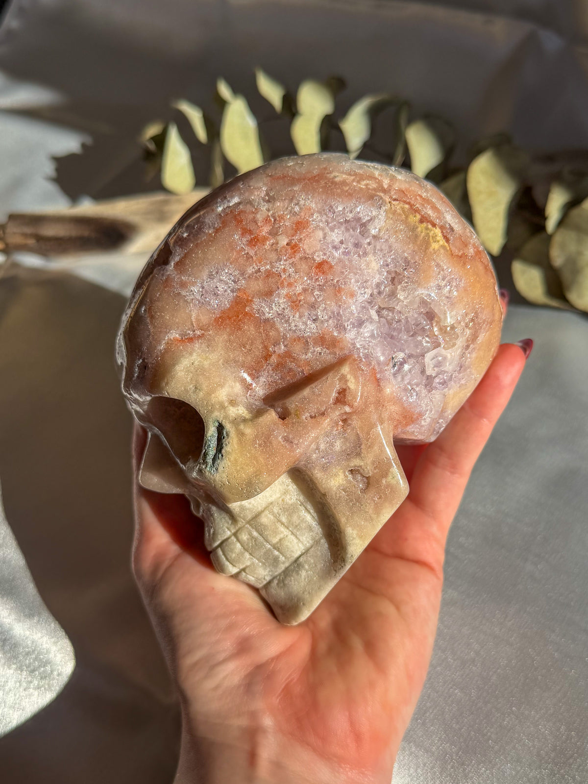 Massive Amethyst Flower Agate Skull