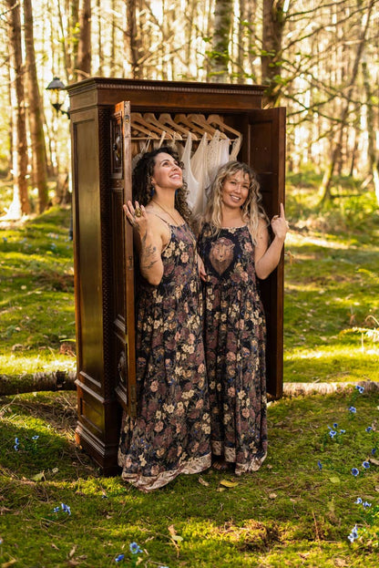 Lionheart Bohéme Slip Dress w/ botanicals & Narnia print