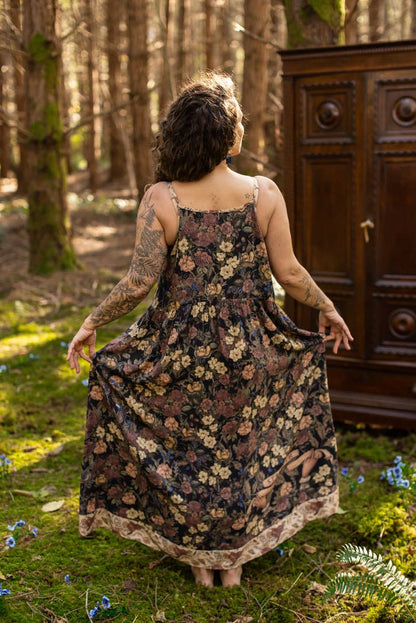 Lionheart Bohéme Slip Dress w/ botanicals & Narnia print