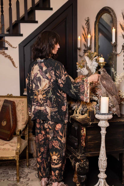 Momento Pixie Duster Crop Kimono w/ Starling & Skull