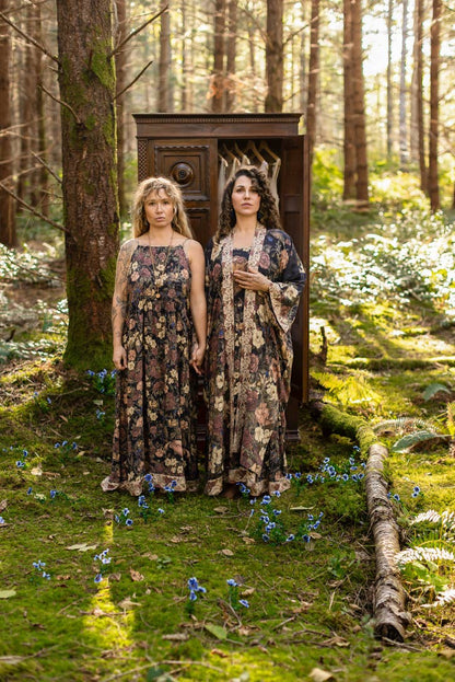 Lionheart Bohéme Slip Dress w/ botanicals & Narnia print