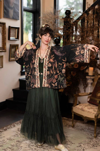 Momento Pixie Duster Crop Kimono w/ Starling & Skull